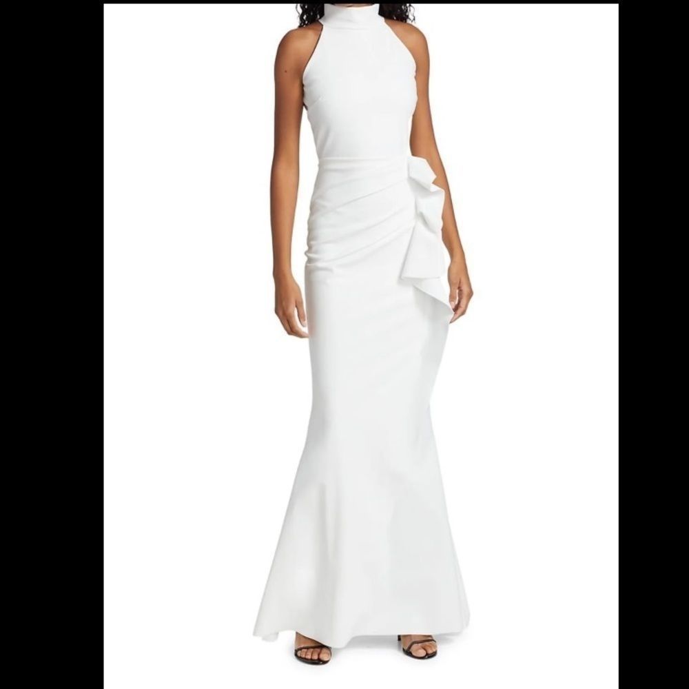 Chiara Boni Halter Ruffle Gown